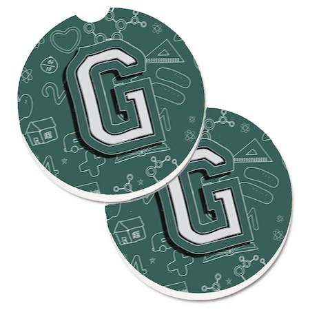 Carolines Treasures Letter G Back to School Initial Set of 2 Cup Holder Car Coaster CJ2010-GCARC